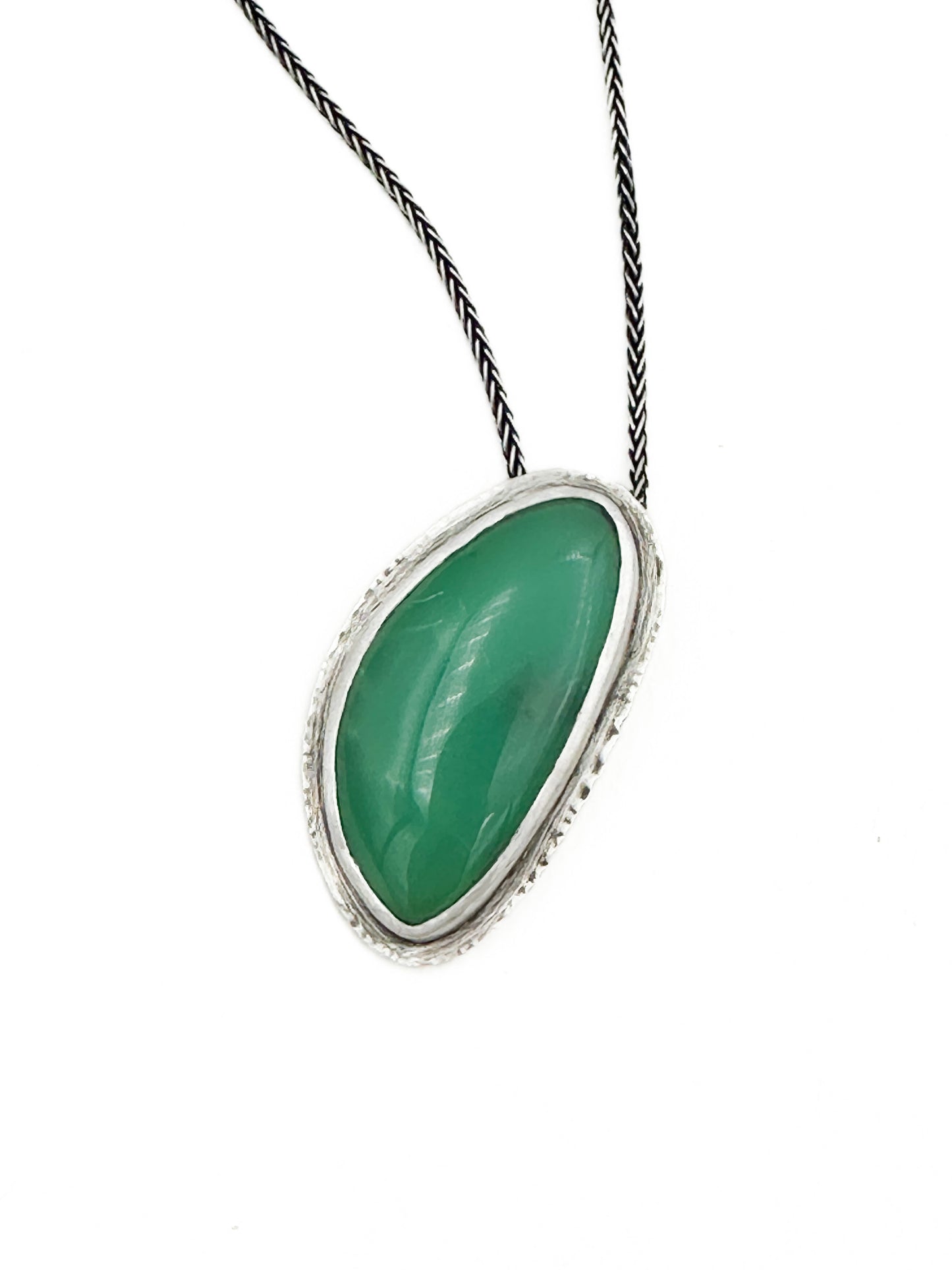 Chrysoprase and Sterling Silver Pendant