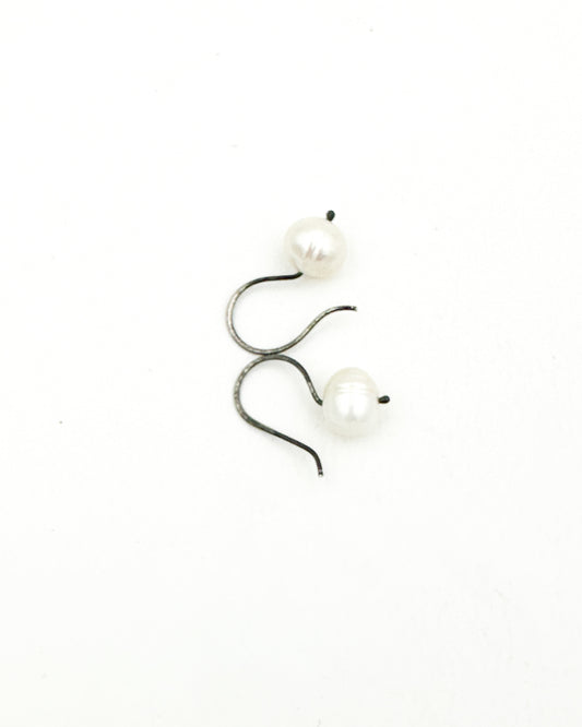 Freshwater Pearl Earrings with Blackened Ear Wires