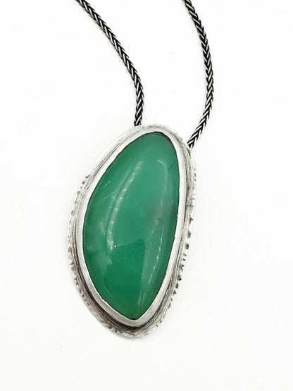 Chrysoprase and Sterling Silver Pendant