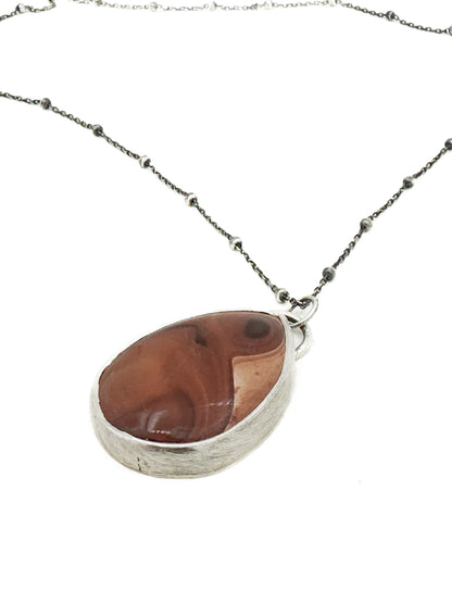 Polychrome jasper and sterling silver pendant necklace