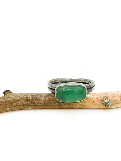 Chrysoprase and Sterling Silver Ring Size 9.25