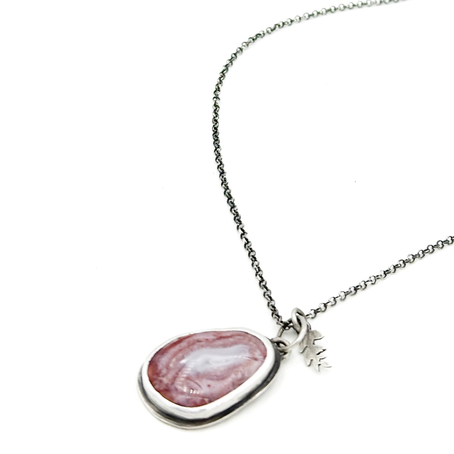 Jasper and sterling silver pendant necklace