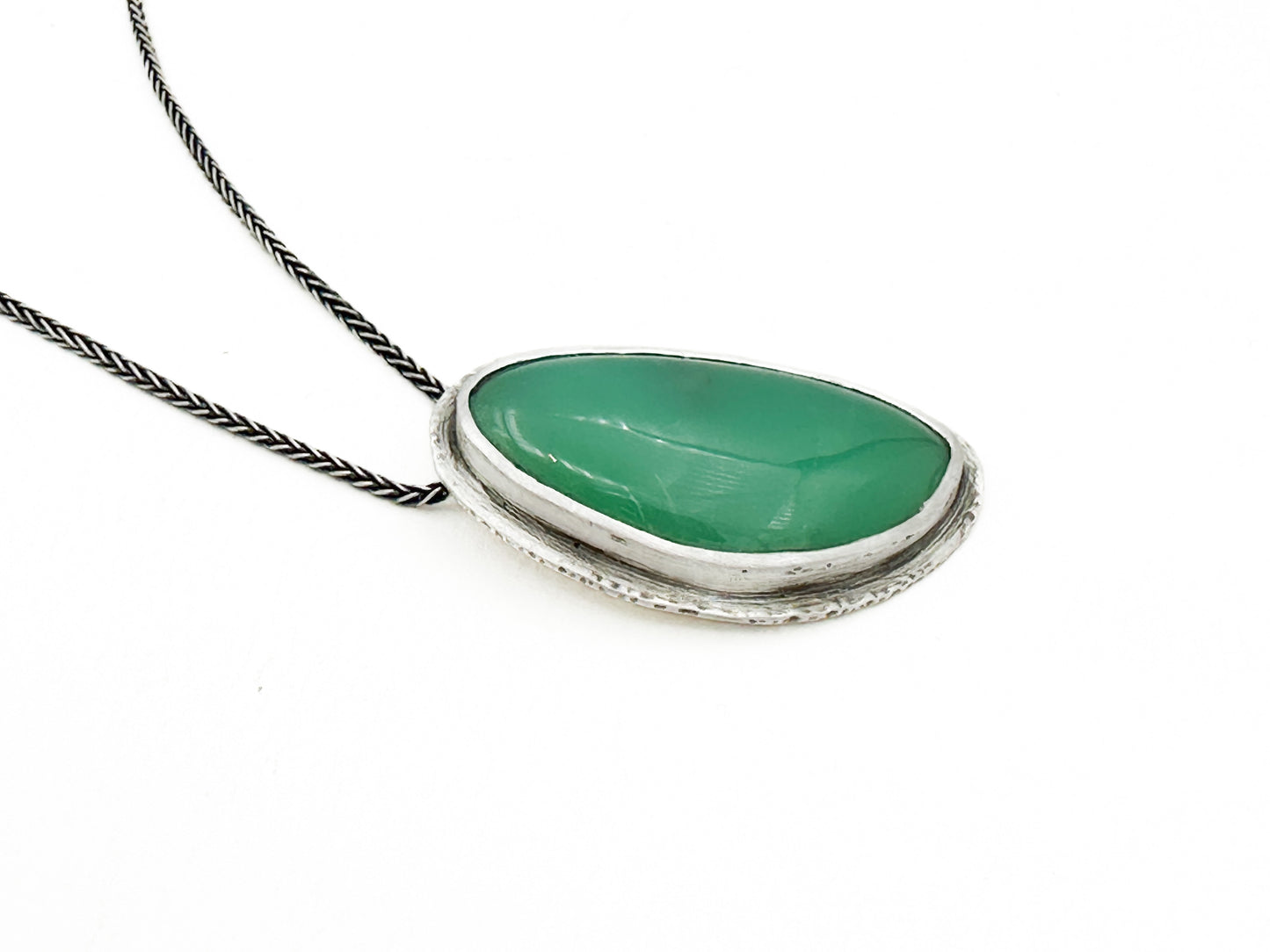 Chrysoprase and Sterling Silver Pendant