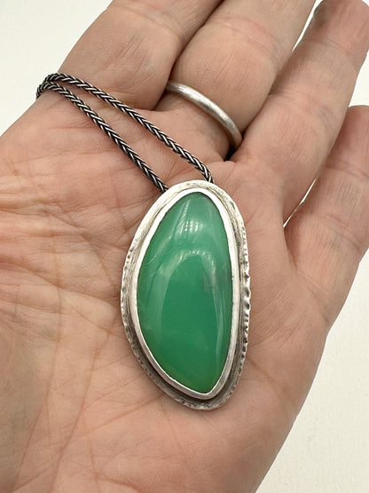 Chrysoprase and Sterling Silver Pendant