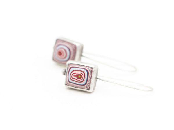 Fordite and Sterling Silver Earrings