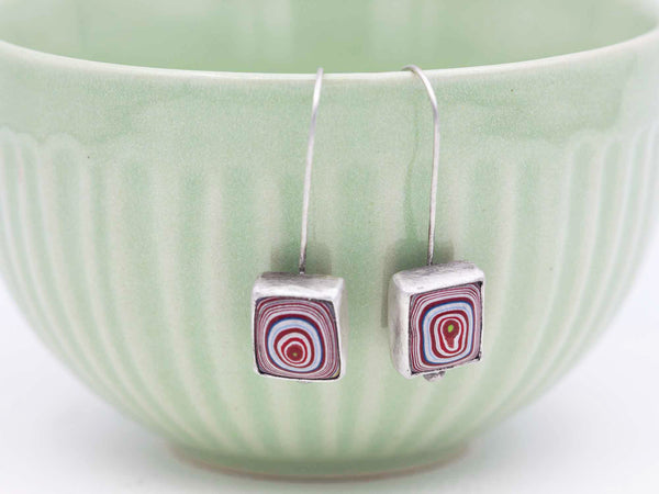 Fordite and Sterling Silver Earrings