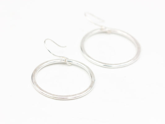 Round Sterling Silver Drop Earrings