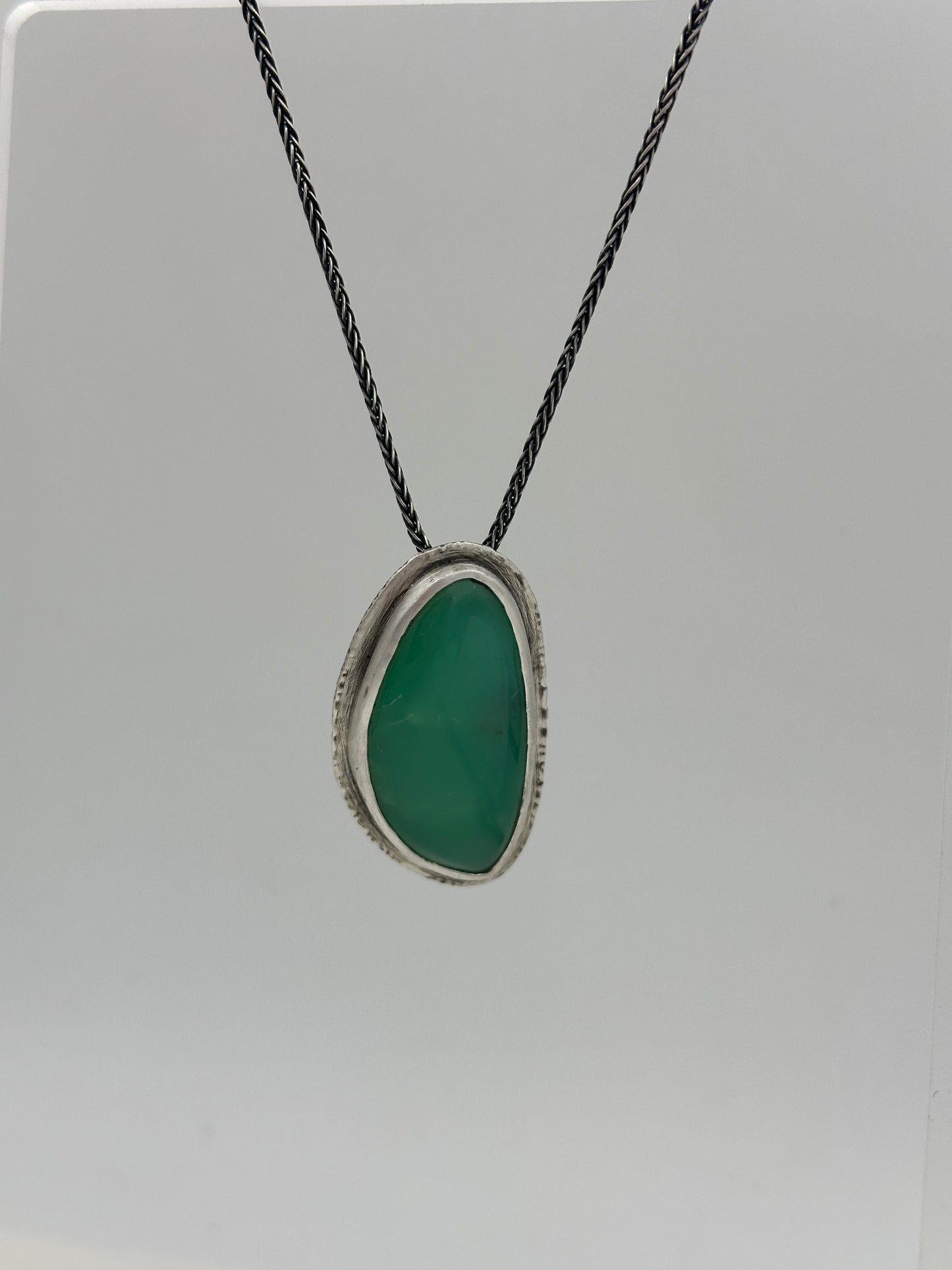 Chrysoprase and Sterling Silver Pendant