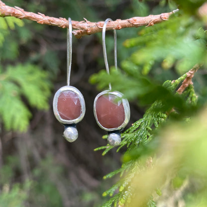 Peach Moonstone Earrings