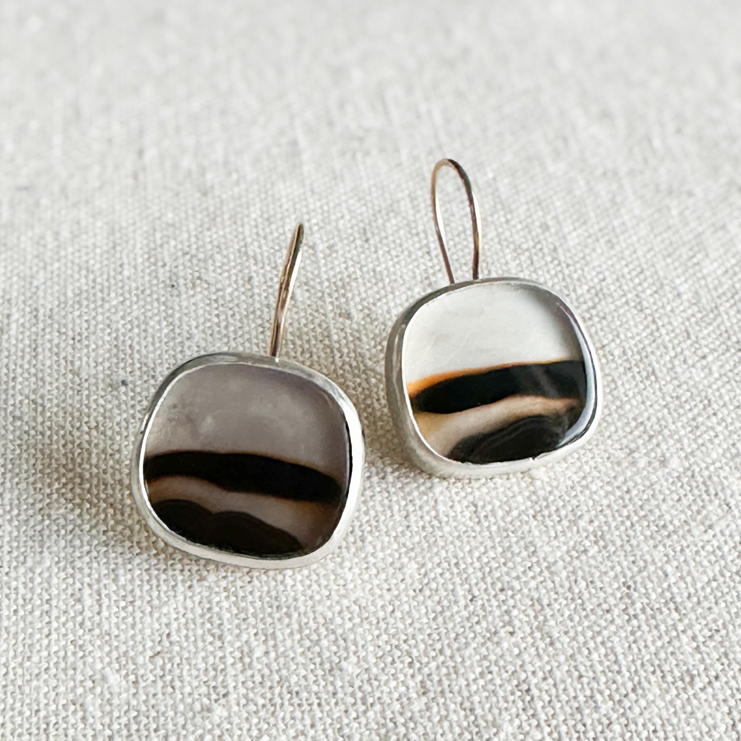 Montana Agate, Sterling Silver & 14k Gold Earrings