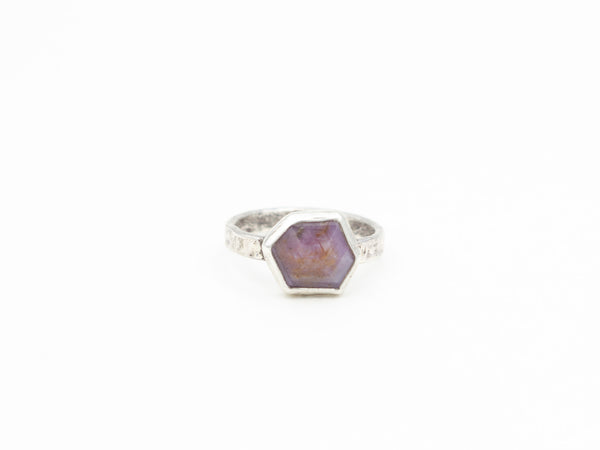 Pink Sapphire Hexagon Ring Size 8